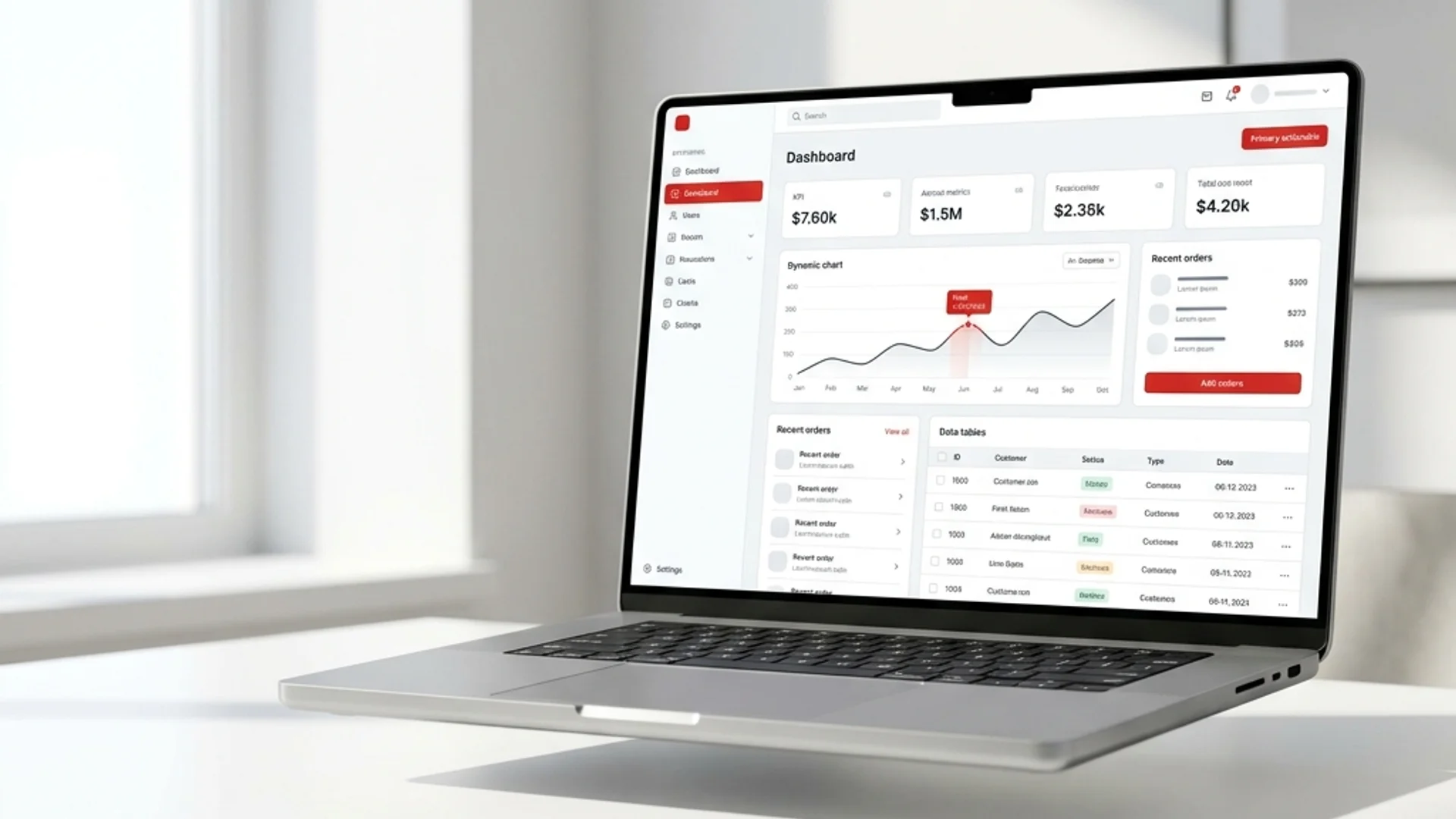 Enterprise web app dashboard