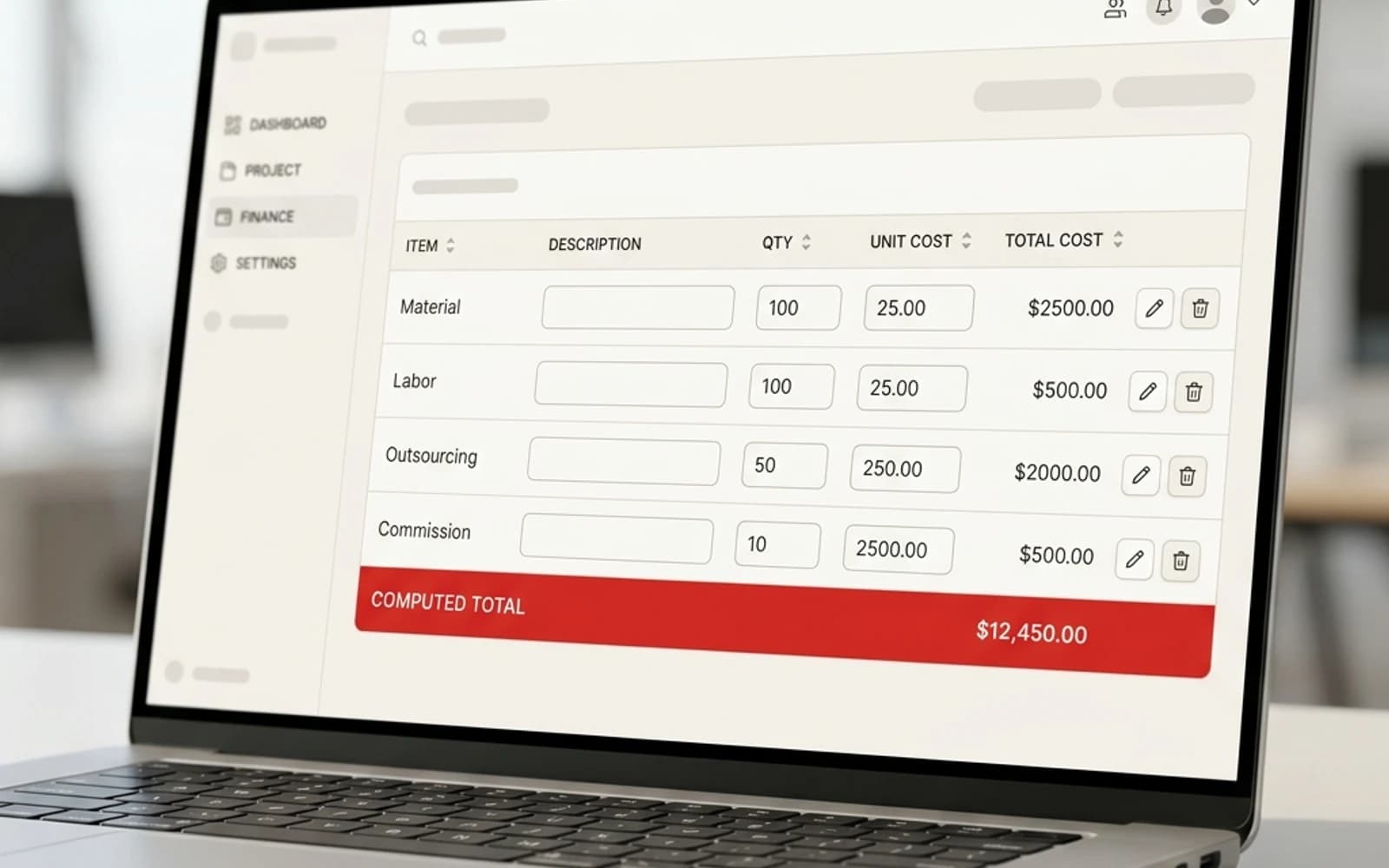 Core workflow screens