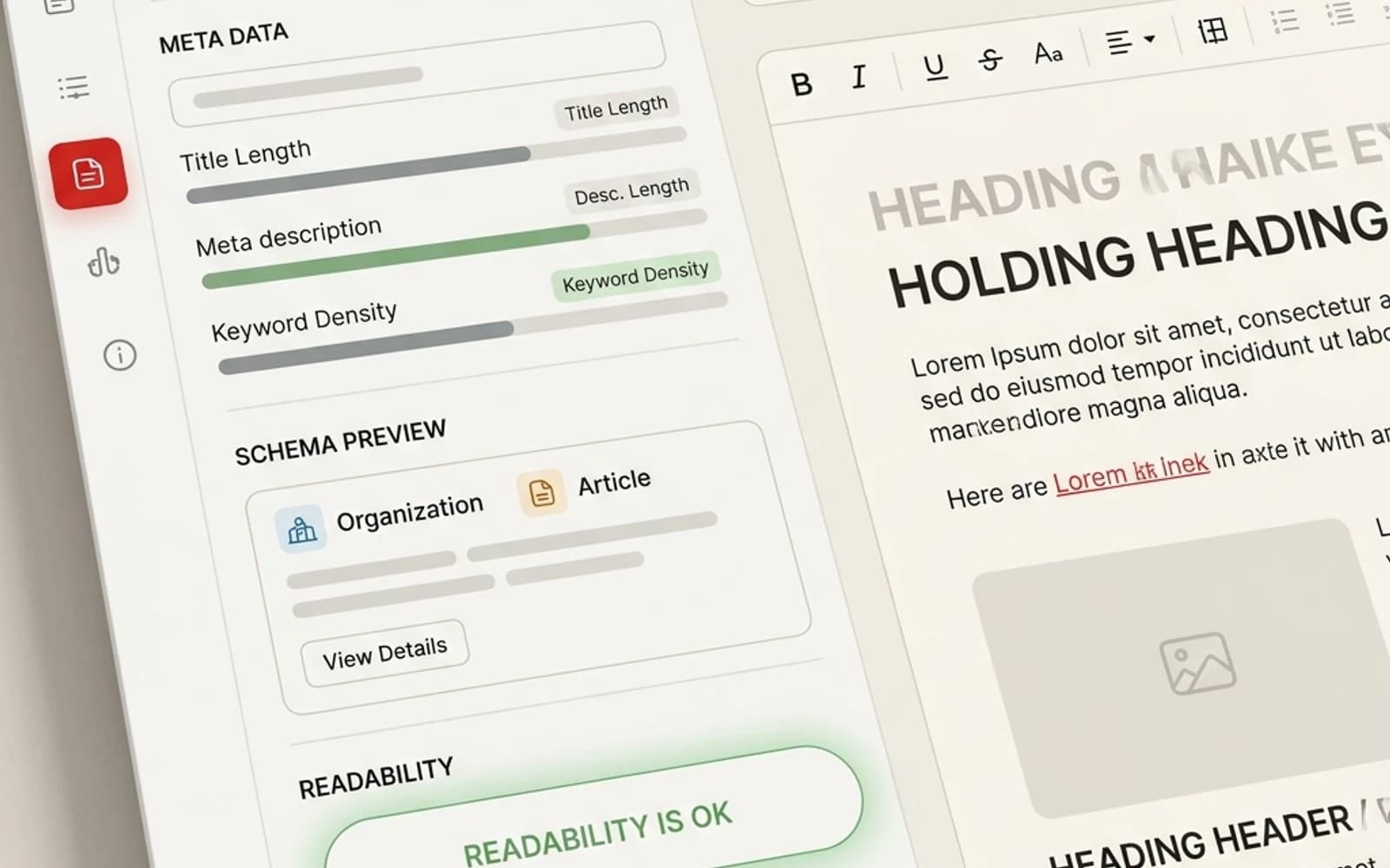 Services and content sections